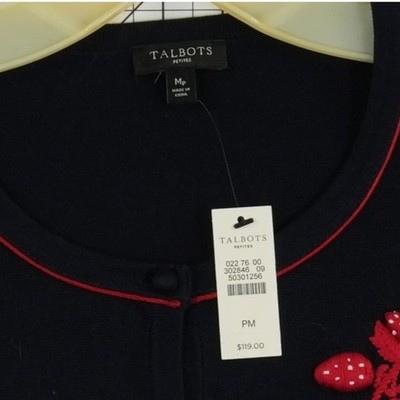 New Talbots Cardigan Sweater Womens Size Medium Petite PM Strawberry Embroidered - Image 5