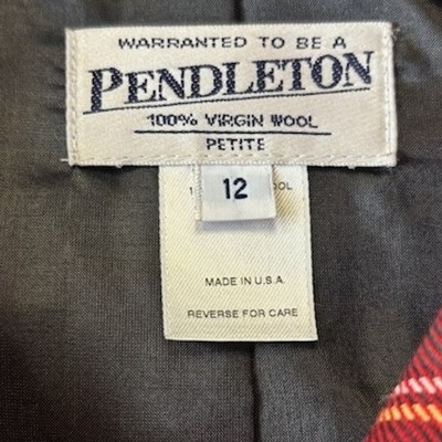 Pendleton Blazer Women's Size 12 Petite Red Plaid 100% Virgin Wool Zip Jacket - Image 4