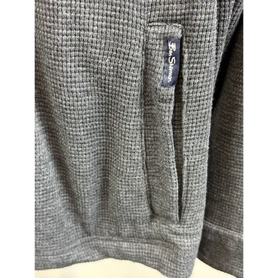 Ben Sherman Shirt Men's Size Large Charcoal Gray Waffle Knit Button Up Jacket - Image 5