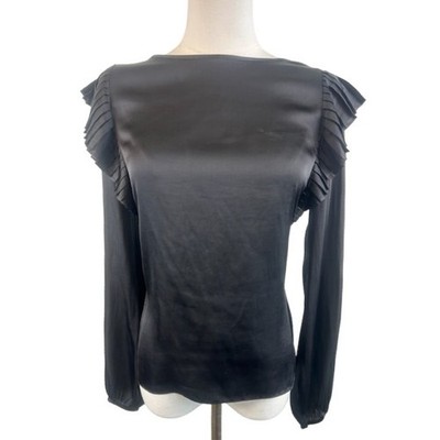 The Kooples Ruffled Top Long Sleeve Black Blouse Size 1 $195 - Image 2