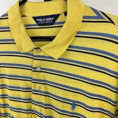 Polo Golf Ralph Lauren Shirt Men's Size XL Yellow Blue Stripe Pima Cotton Top - Image 2