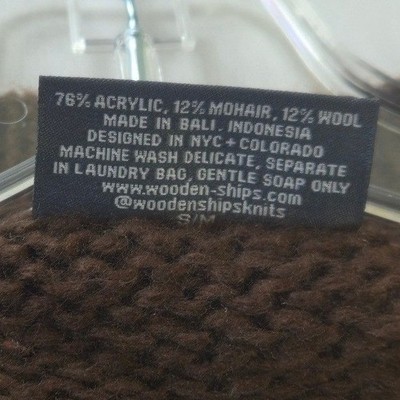 Wooden Ships Sweater ePaola Buendia Womens Size S/M Brown Mohair Wool Maple Leaf - Image 6