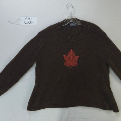 Wooden Ships Sweater ePaola Buendia Womens Size S/M Brown Mohair Wool Maple Leaf - Image 7