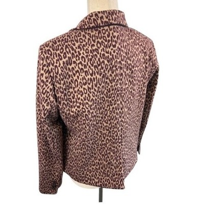 New Ann Taylor Animal Print Blazer Jacket Brown Tan Career Office Size 12 - Image 2