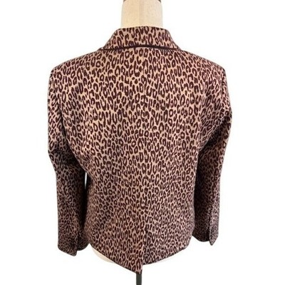 New Ann Taylor Animal Print Blazer Jacket Brown Tan Career Office Size 12 - Image 3