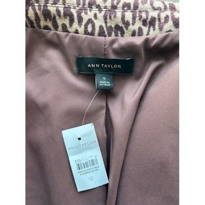 New Ann Taylor Animal Print Blazer Jacket Brown Tan Career Office Size 12 - Image 4