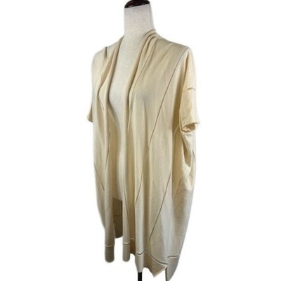 Susana Monaco Cardigan Open Front Short Sleeve Knit Creamy Yellow Size Medium - Image 2
