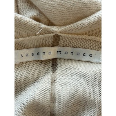 Susana Monaco Cardigan Open Front Short Sleeve Knit Creamy Yellow Size Medium - Image 4