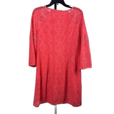 Adrianna Papell Dress Women's Size 10 Coral Lace Sheath Kentucky Derby - Image 3