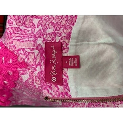 Lilly Pulitzer Sleeveless Dress Fuchsia Hot Pink Lace Trim Size 6 - Image 5
