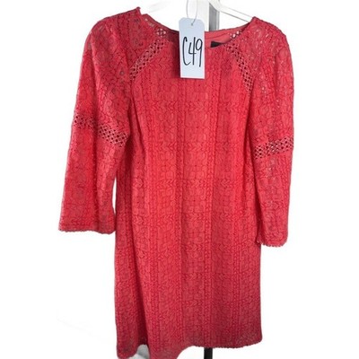 Adrianna Papell Dress Women's Size 10 Coral Lace Sheath Kentucky Derby - Image 7