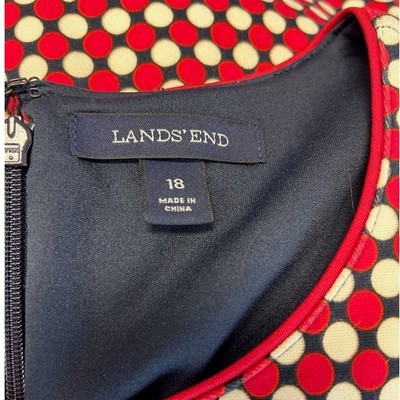 Lands' End Women's Size 18 Polka Dot Sleeveless Shift Dress with Pockets - Image 3