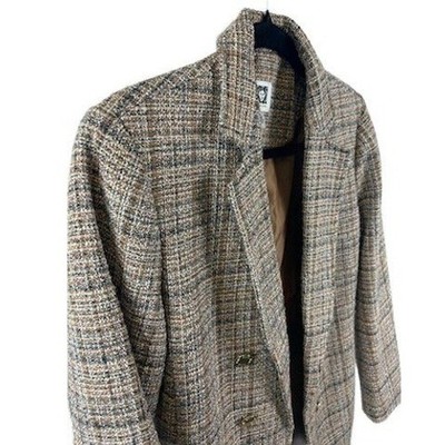 Anne Klein Women's Size Medium Brown Tan Plaid Double Breasted Blazer Jacket - Image 2