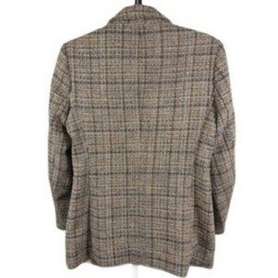 Anne Klein Women's Size Medium Brown Tan Plaid Double Breasted Blazer Jacket - Image 3