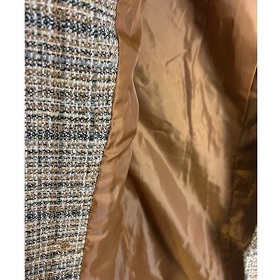 Anne Klein Women's Size Medium Brown Tan Plaid Double Breasted Blazer Jacket - Image 4