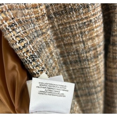Anne Klein Women's Size Medium Brown Tan Plaid Double Breasted Blazer Jacket - Image 7