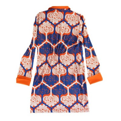Tracy Negoshian Dress Women Size Large Lana Orange Blue Geometric Floral Shift - Image 3