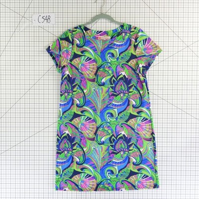 Jude Connally Dress Women Size Medium Blue Green Pink Paisley Jude Cloth Shift - Image 8