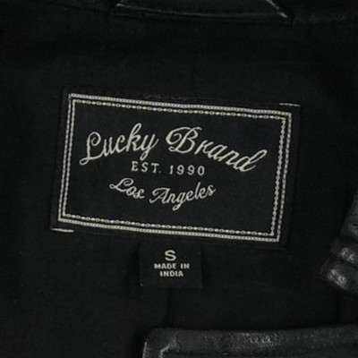 Lucky Brand Jacket Women's Size Small Black Lamb Leather Mixed Media Moto Coat - Image 5