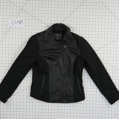 Lucky Brand Jacket Women's Size Small Black Lamb Leather Mixed Media Moto Coat - Image 8