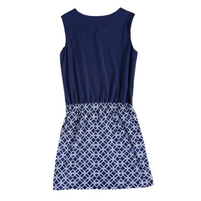 Jude Connally Dress Women's Size Large Navy Nautical Rope Print Sleeveless - Image 3