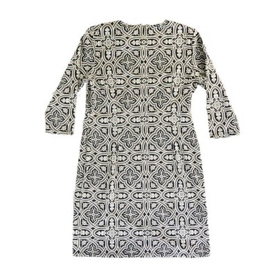 J.McLaughlin Dress Women Size XL Black Tan Catalina Cloth Geometric Tile - Image 2