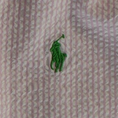 Polo Ralph Lauren Seersucker Shirt Men's Size Large Pink White Stripe Top - Image 4