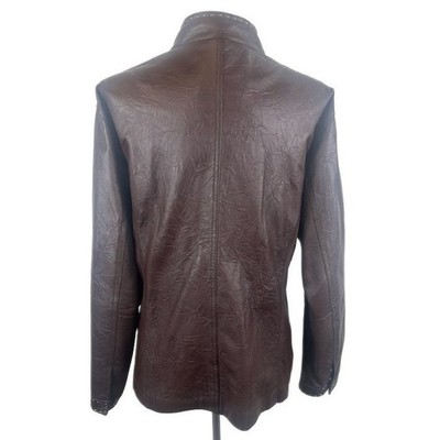 Y2K Chico's Genuine Leather Jacket Top Brown Moto Biker Chico's Size 3 US XL 16 - Image 3
