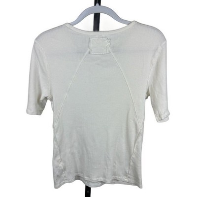 We The Free White Textured Knit Short Sleeve Crew Neck Top Shirt Size Large - Image 2