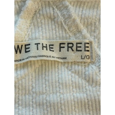 We The Free White Textured Knit Short Sleeve Crew Neck Top Shirt Size Large - Image 3