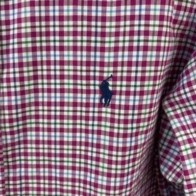 Polo Ralph Lauren Shirt Men's Size Large Slim Fit Plaid Long Sleeve Button Down - Image 3