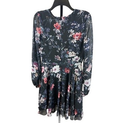 New Yumi Kim Carousel Dress Black Floral Long Sleeve Mini Dress Size Medium $228 - Image 2