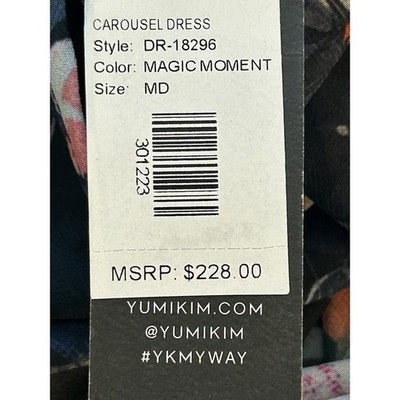 New Yumi Kim Carousel Dress Black Floral Long Sleeve Mini Dress Size Medium $228 - Image 3