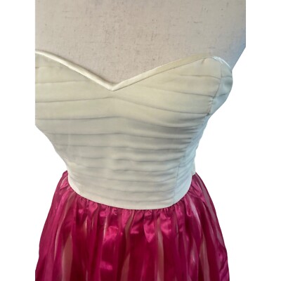 Betsey Johnson Strapless Party Dress Pink Stripe Mini Dress Size 4 Vintage - Image 2