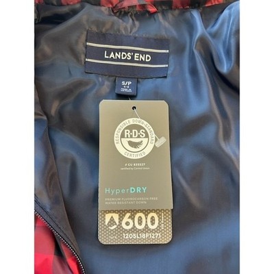 New Lands' End Puffer Vest 600 Down Fill Red Buffalo Plaid Women's Size Small - Image 3