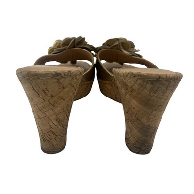 Born Gold Flower Cork Wedge Sandals Slides Comfortable Size 11 - Image 3