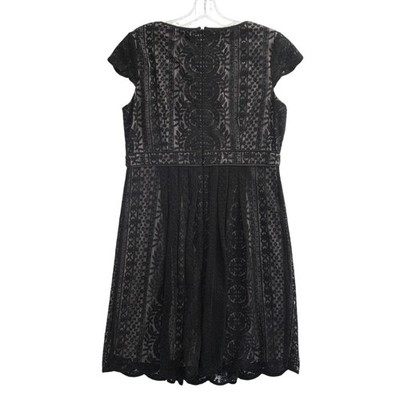 Adrianna Papell Dress Women's Size 12P Petite Black Lace Fit Flare Cocktail - Image 3