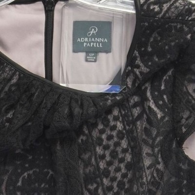 Adrianna Papell Dress Women's Size 12P Petite Black Lace Fit Flare Cocktail - Image 4