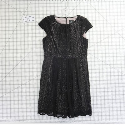 Adrianna Papell Dress Women's Size 12P Petite Black Lace Fit Flare Cocktail - Image 7