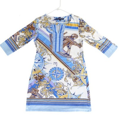Barbara Erickson Dress Women's Size Large Blue White Nautical Print Tunic - Image 2