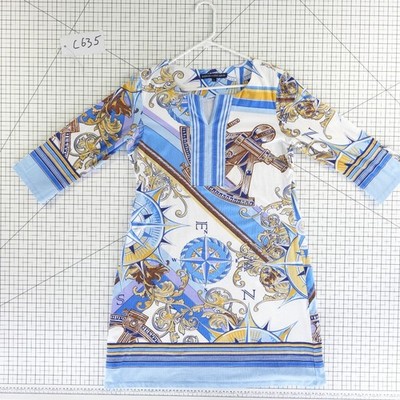 Barbara Erickson Dress Women's Size Large Blue White Nautical Print Tunic - Image 6