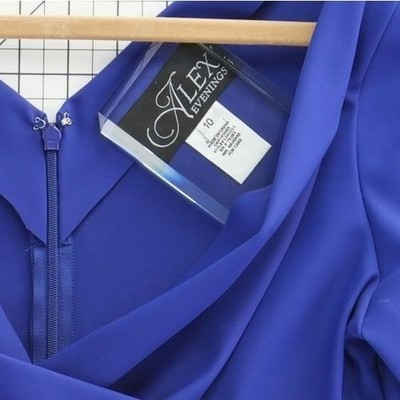 Alex Evenings Dress Women's Size 10 Royal Blue Crystal Accents Scuba Cocktail - Image 5