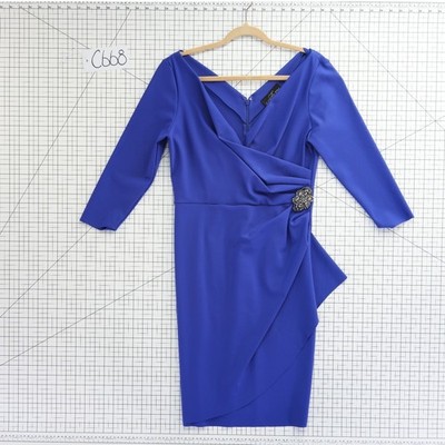 Alex Evenings Dress Women's Size 10 Royal Blue Crystal Accents Scuba Cocktail - Image 8