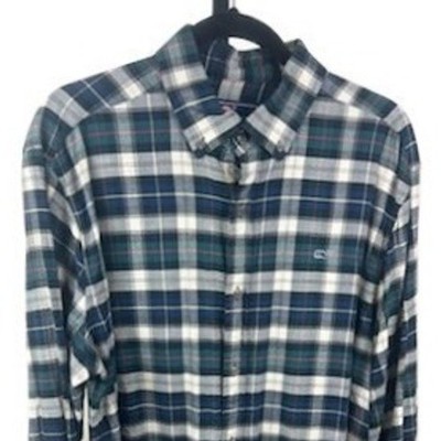 Vineyard Vines Plaid Whale Shirt Long Sleeve Flannel Men's Size Large - Image 2