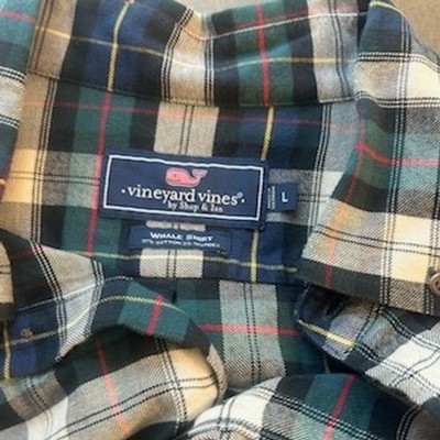 Vineyard Vines Plaid Whale Shirt Long Sleeve Flannel Men's Size Large - Image 4