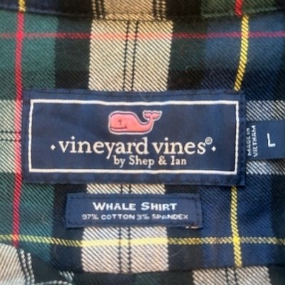 Vineyard Vines Plaid Whale Shirt Long Sleeve Flannel Men's Size Large - Image 5