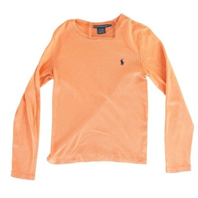 Ralph Lauren Sport Top Long Sleeve Tee Women's Size Large Orange Ribbed Pony - Image 2