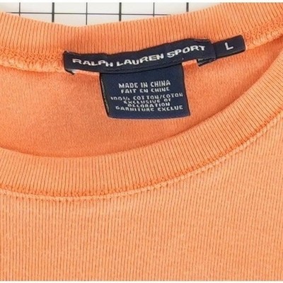 Ralph Lauren Sport Top Long Sleeve Tee Women's Size Large Orange Ribbed Pony - Image 5