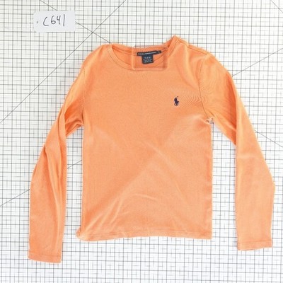 Ralph Lauren Sport Top Long Sleeve Tee Women's Size Large Orange Ribbed Pony - Image 7