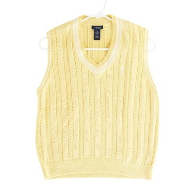 IZOD Sweater Vest Women's Size Medium Yellow Cable Knit Cotton Golf Collegiate - Image 2